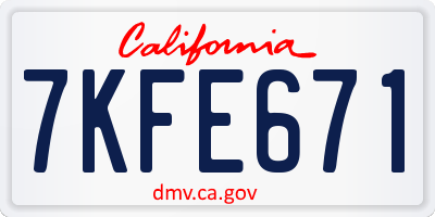 CA license plate 7KFE671