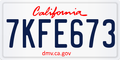 CA license plate 7KFE673