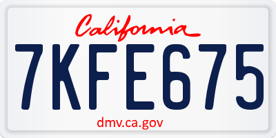 CA license plate 7KFE675