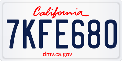 CA license plate 7KFE680