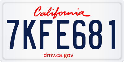 CA license plate 7KFE681