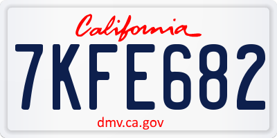 CA license plate 7KFE682