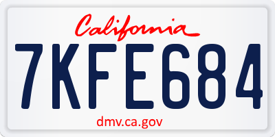 CA license plate 7KFE684