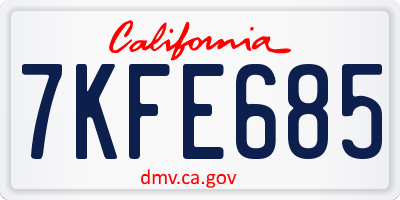 CA license plate 7KFE685