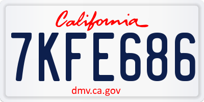CA license plate 7KFE686