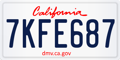 CA license plate 7KFE687
