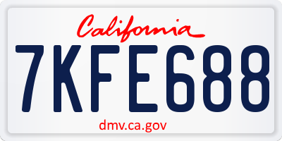 CA license plate 7KFE688