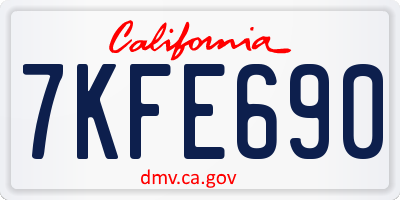CA license plate 7KFE690