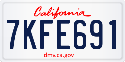 CA license plate 7KFE691