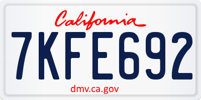 CA license plate 7KFE692