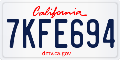 CA license plate 7KFE694