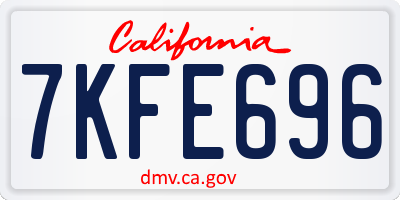 CA license plate 7KFE696