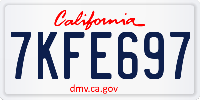 CA license plate 7KFE697