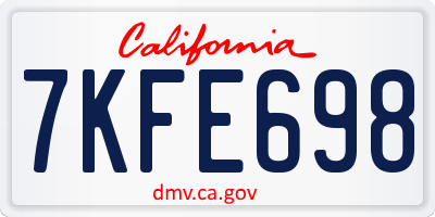 CA license plate 7KFE698