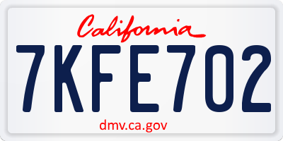 CA license plate 7KFE702