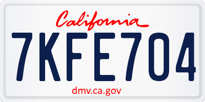 CA license plate 7KFE704