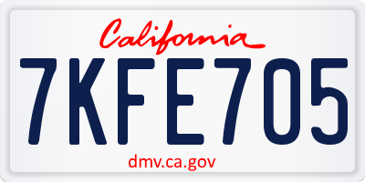 CA license plate 7KFE705