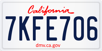 CA license plate 7KFE706