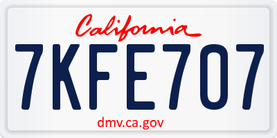 CA license plate 7KFE707