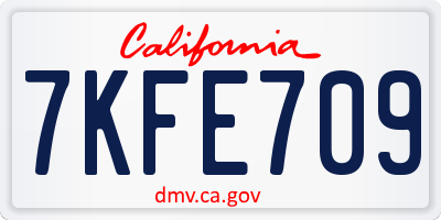 CA license plate 7KFE709