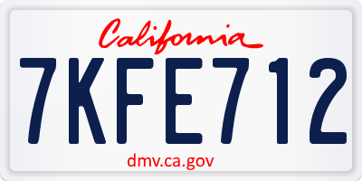CA license plate 7KFE712