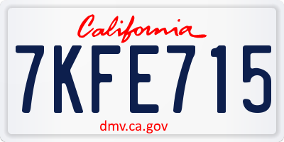 CA license plate 7KFE715