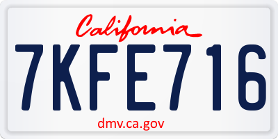 CA license plate 7KFE716