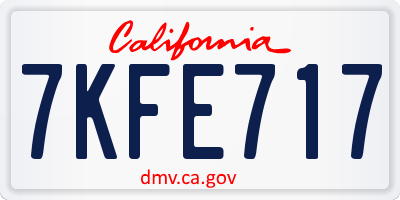 CA license plate 7KFE717