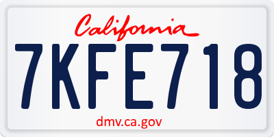 CA license plate 7KFE718