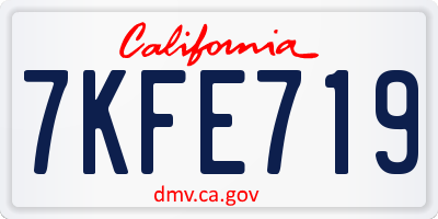 CA license plate 7KFE719