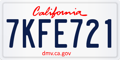 CA license plate 7KFE721