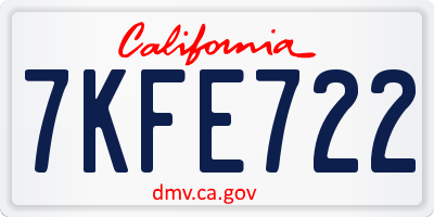 CA license plate 7KFE722