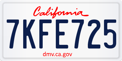 CA license plate 7KFE725