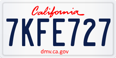 CA license plate 7KFE727