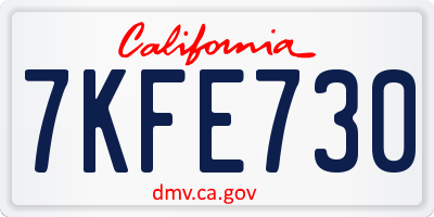 CA license plate 7KFE730
