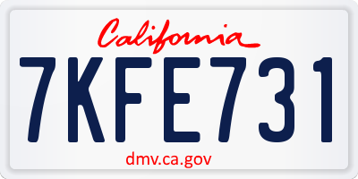 CA license plate 7KFE731