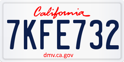 CA license plate 7KFE732