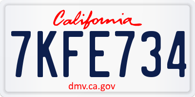 CA license plate 7KFE734
