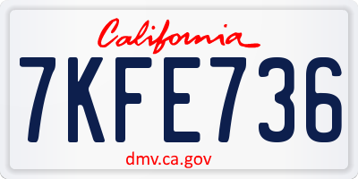 CA license plate 7KFE736