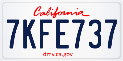 CA license plate 7KFE737