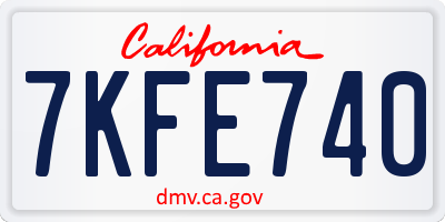 CA license plate 7KFE740