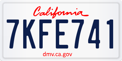 CA license plate 7KFE741