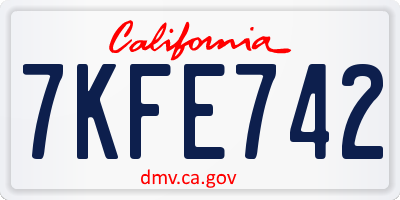 CA license plate 7KFE742