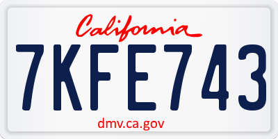 CA license plate 7KFE743