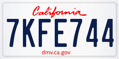 CA license plate 7KFE744