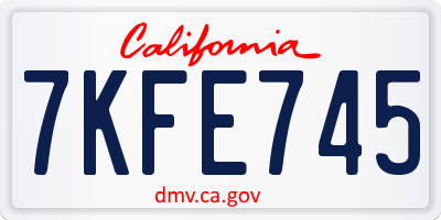 CA license plate 7KFE745