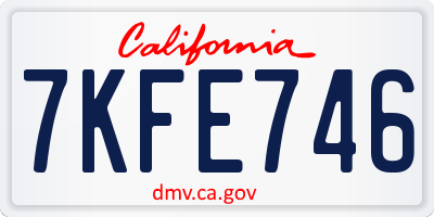CA license plate 7KFE746