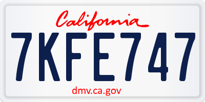 CA license plate 7KFE747