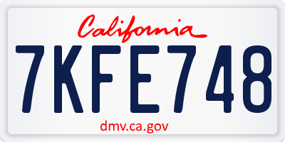 CA license plate 7KFE748