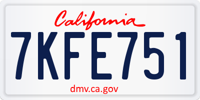 CA license plate 7KFE751